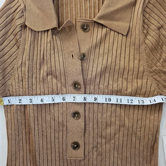 NWT Good American 5/6 Ribbed Button-Up Long Sleeve Top - Picture 4 of 6